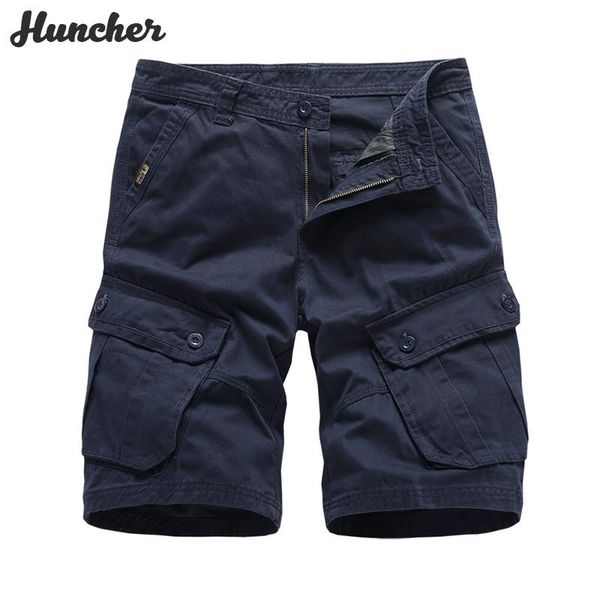 

huncher mens cargo shorts men 2021 summer solid side pockets short streetwear harajuku casual pants blue shorts cotton for men, White;black