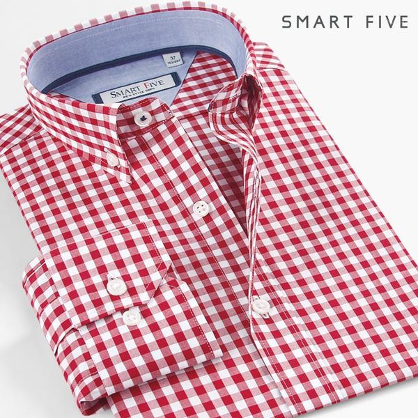

smart five рубашка мужчины импортированные мода chemise homme плед повседневная рубашка slim fit с длинным рукавом camisa masculina 100% хло, White;black