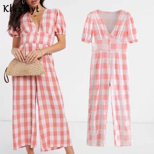 

klkxmyt england style office lady sweet plaid v-neck elegant jumpsuit women rompers womens jumpsuit combinaison femme1, Black;white