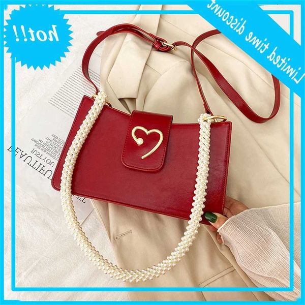 

korean women's 2021 fashion new year popular valentine's day pearl single shoulder underarm ins net red messenger bag