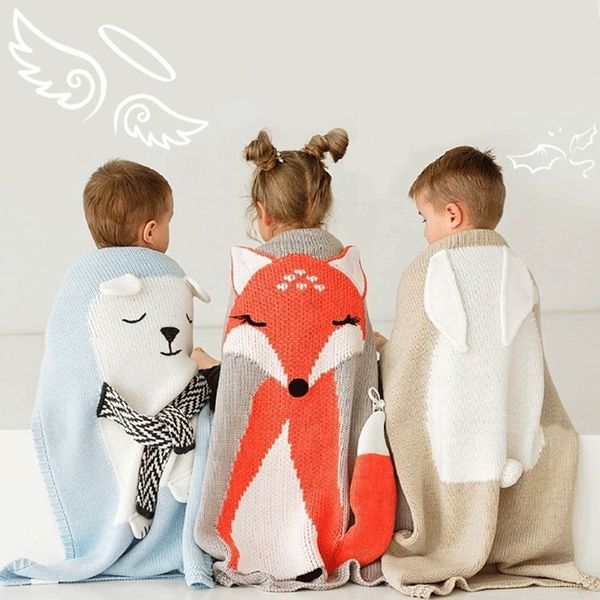 

sleeping blanket knitting baby blanket newborn toddler quilt for baby swaddle knitted blanket baby newborn 3d plush knit swaddle y201009