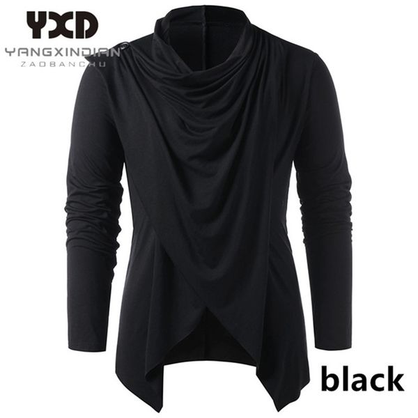 

new male knitwear men asymmetrical cardigan casual knitted man sweaters shawl collar open front overlap men's sweater 201202, White;black