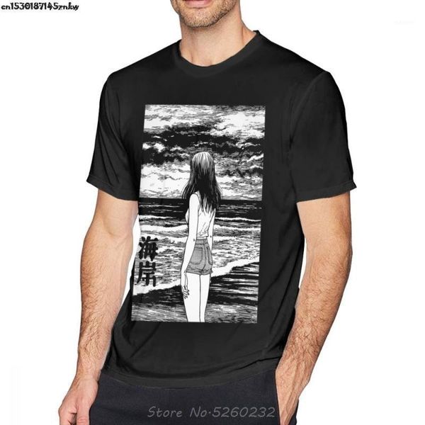 

junji ito t shirt uzumaki-sea t-shirt anime cotton male tee shirt print short sleeves big fashion funny tshirt streetwear p371, White;black