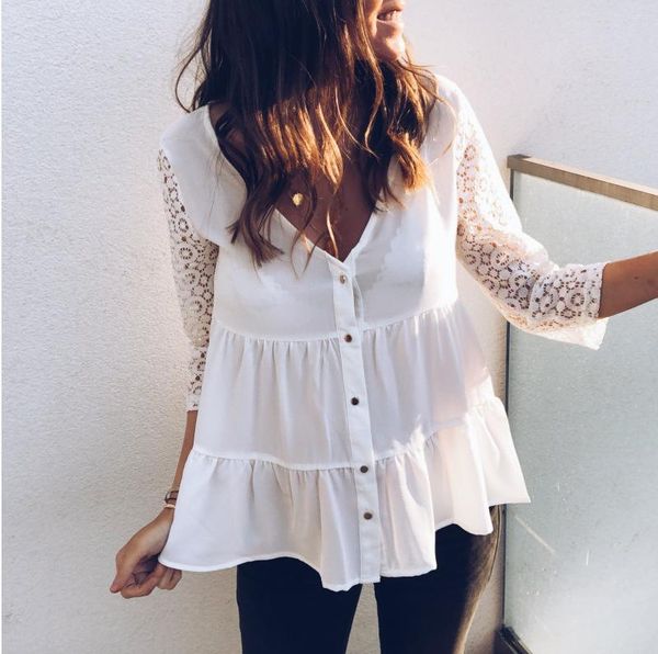 

blouse women korean fashion clothing vintage lace womens clothing plus 2021 spring streetwear white shirts casual