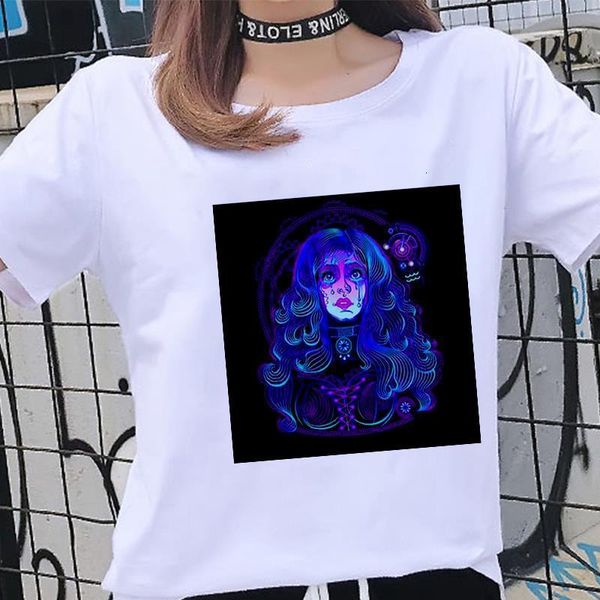 

2021 new harajuku twelve constellations printing women t-shirts casual tshirt summer short sleeve female t shirt for clothing, White