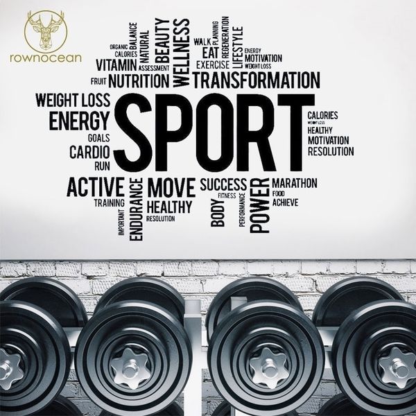 Fitness Motivation Wall Decalque Ginásio Esporte Power Vinil Adesivo Arte Decoração Home Removível Interior Mural Citações Criativas 3G08 201201