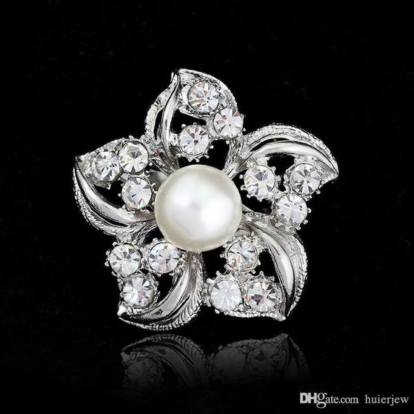 

genuine brooch for women wedding broches fashion vintage rhinestone brooch clear crystal flower silver christmas brooches, Gray