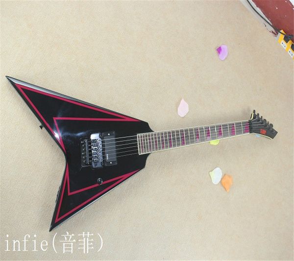 2022 Makale Siyah ve Beyaz V Alexi Daveil Electric Gitar - Scythe Mor Gitar