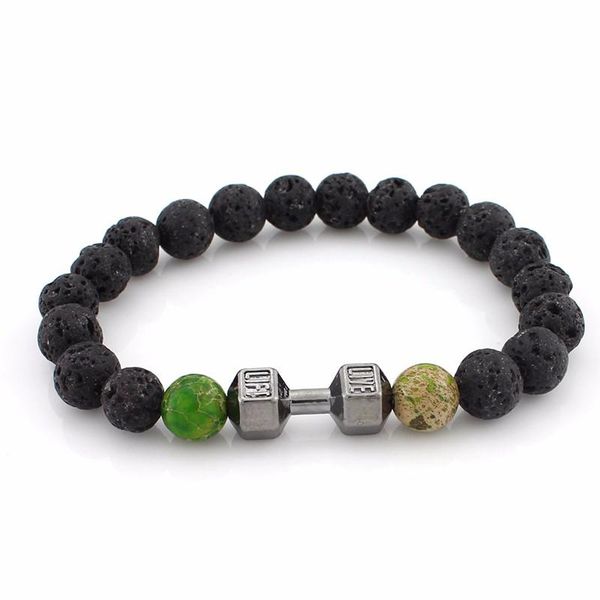 

2017 новые люди делают гантель человек браслет штанга ювелирные изделия браслеты в металлические мужчины матовый черный жемчужный камень 8 м