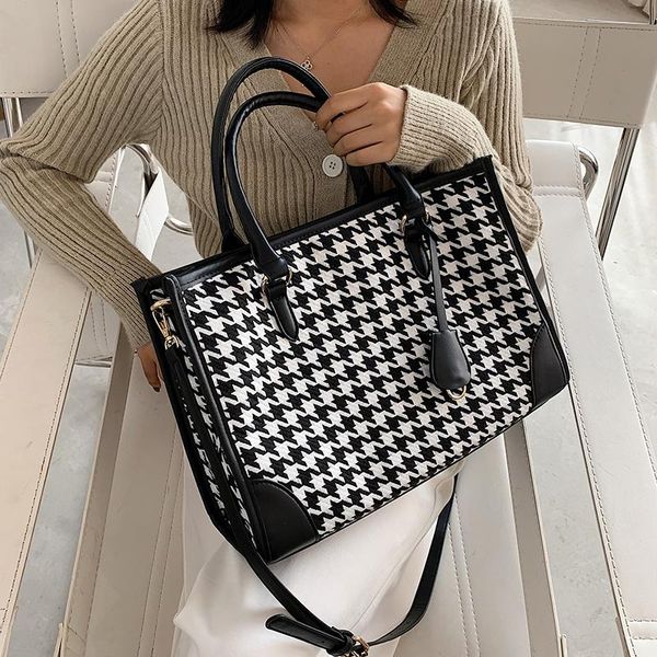

original design ladies bag fall/winter new fashion large-capacity houndstooth shoulder bag portable messenger width:37cm
