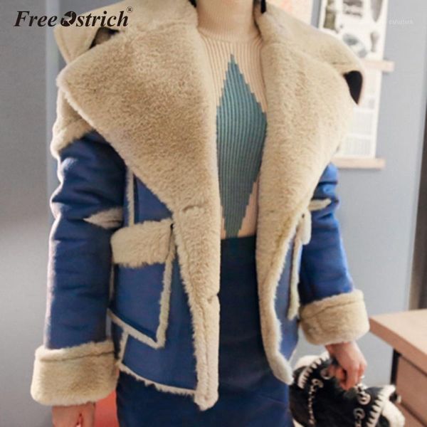 

ostrich 2020 autumn winter turn-down collar pockets short jacket for woman cute short warm jacket outwear coat n301, Black;brown