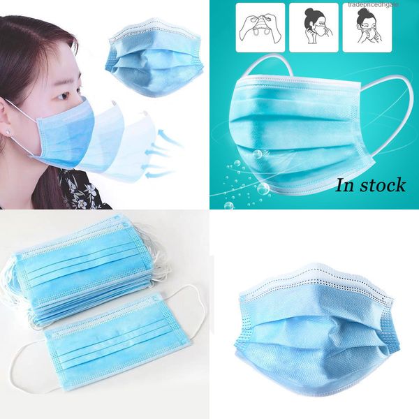 

disposable 50pcs face profession 3-ply pm2.5 elastic nonwoven soft breathable flu hygiene mouth masks dust proof