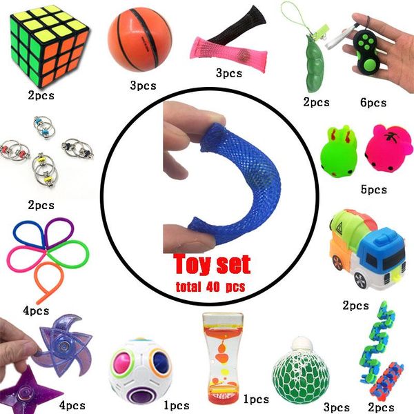 

new squeeze toys funny combination 40 pieces extrusive-solving fidget kids toys selling various styles toy set wholesale