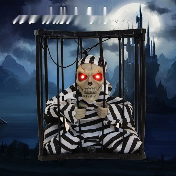 

5d3at halloween bar mall ktv decoration control skeleton light props luminousluminous cage ghost voice ktv prisoner glowing pirate control p
