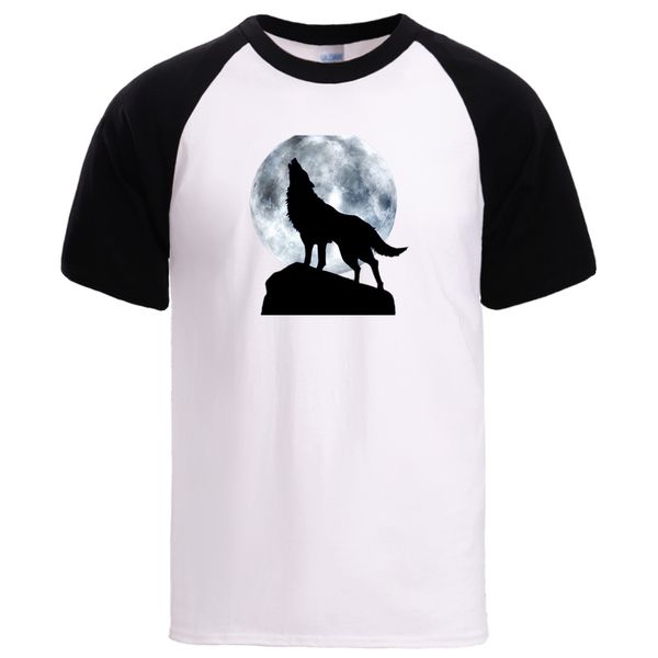 

moon lonely wolf print mens summer short sleeve raglan sell cartoon anime black sport hooded sweatshirt hoodie men t shirt