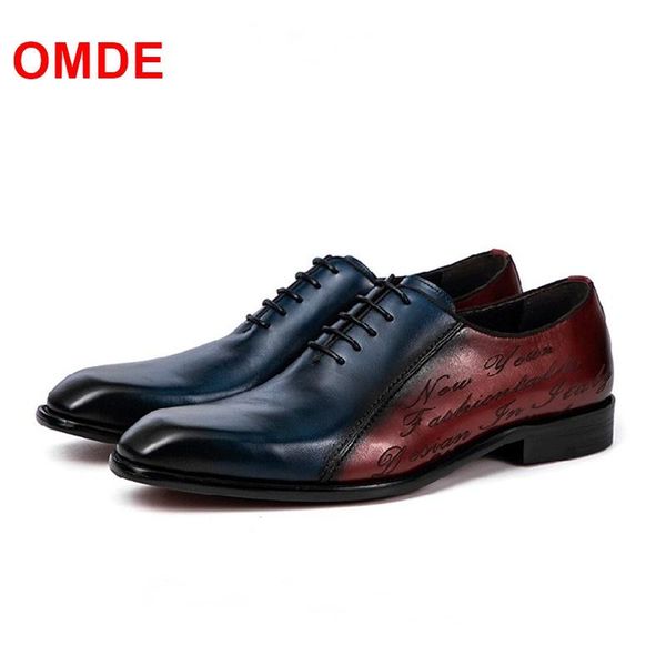 

omde new arrival formal shoes men italy style genuine leather laser technology letters oxford shoes handmade dress, Black