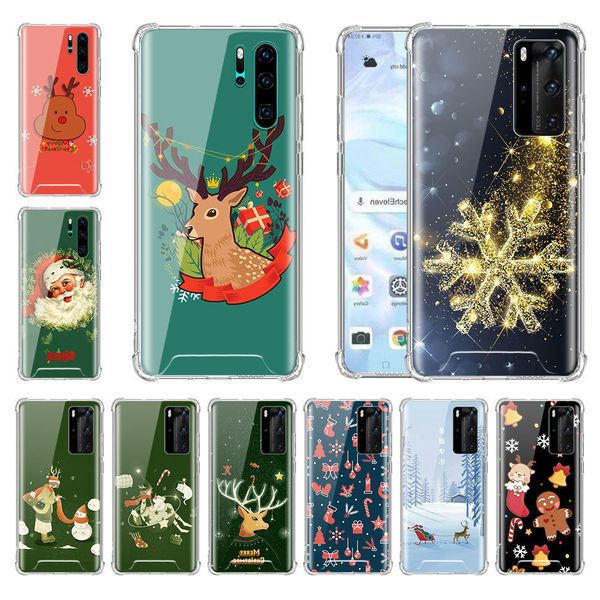 

рождество смазливая мультфильм чехол для huawei e lite p20 p40 pro p смарт 2019 p30 подушка падение телефон shell