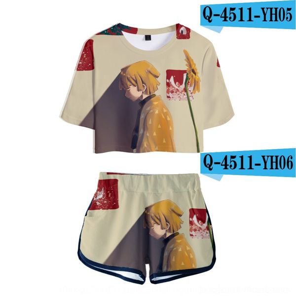 

bz62i new popular fashion popular suit anime ghost trendy douzi zhilang you charcoal cosplay printed blade navel suit sai5i, Gray
