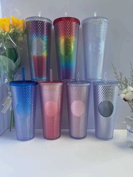 

starbucks studded tumblers 710ml plastic coffee mug bright diamond starry straw cup durian cupsm1at
