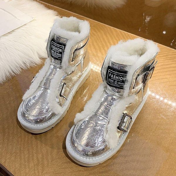 

leosoxs women ankle boots short plush warm winter women boots platform flat ladies casual fashion snow winter shoes, Black