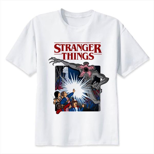 

stranger things custom print cartoon t shirt demogorgon short sleeve white funny print shirt drop shipping