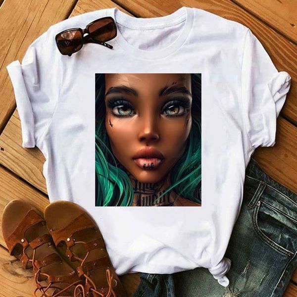 

cartoon graphic print short sleeve women t-shirt fashion casual loose girls shirts summer female tees tshirts clothes, White