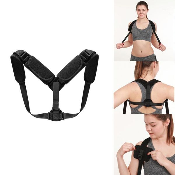 

back support aolikes adjustable posture corrector brace belt clavicle spine shoulder lumbar correction1, Black;blue