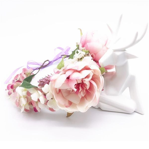 

women girl hair accessories headband festival big penoy flower crown wreath decoration for the hair wedding party bride jllygw