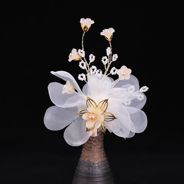 

white flower yarn tiara hair pins clips pearls headpiece hairgrips r women hair jewelry wedding bridal accessories, Golden;silver