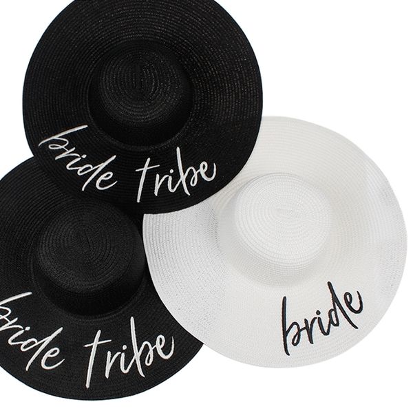 

new bride bride tribe floppy summer beach sun hats honeymoon bridesmaid maid of honor party cap hats y200602, Blue;gray