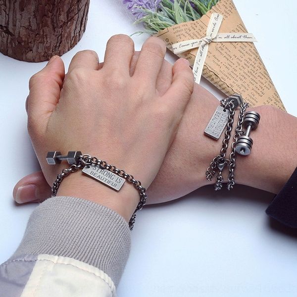 

bpkhm personality bracelet bohemian fashion elements sports trend smallbarbell tassel ancient silver lovers braceletbarbell personality brac, Golden;silver