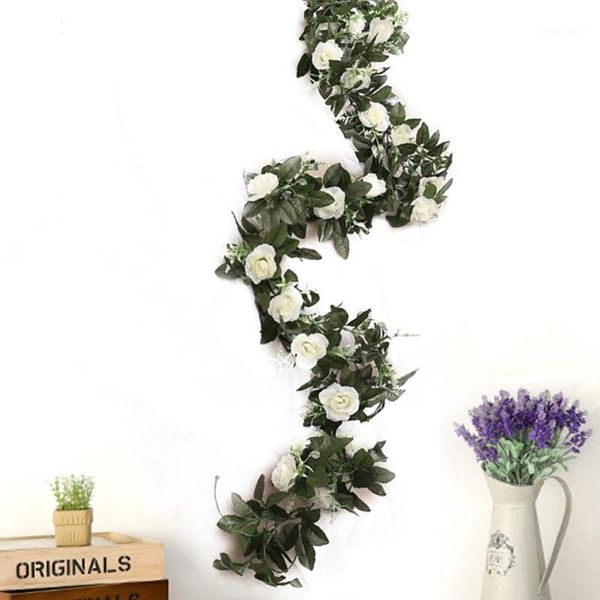 

artificial rose garland silk florals fake vine ivy wedding party string hang rose vine fake flower for party wedding1