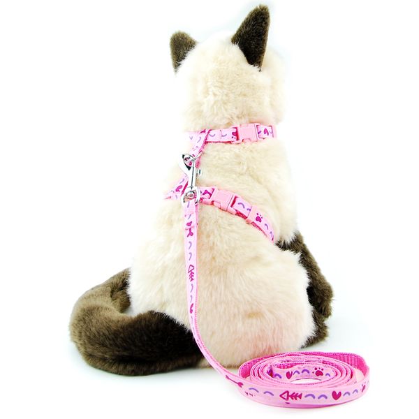 

cat dog collar harness leash adjustable nylon pet traction cat kitten halter collar cats products floral pet harness belt