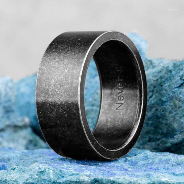 

cluster rings retro old black round simple stainless steel mens punk hip hop for male boyfriend biker jewelry creativity gift wholesale1, Golden;silver