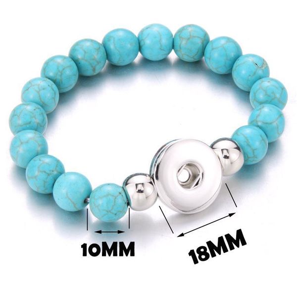 

snap jewelry men bracelet handmade 10mm beaded snap bracelets fit 18mm snap button jewelry natural stone beads bracelet bbyzbo, Golden;silver
