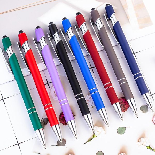 

8pcs/lot promotion ballpoint pen 2 in 1 stylus drawing tablet pens capacitive screen touch pen school office writing stationery, Blue;orange