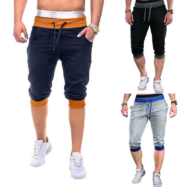 

running shorts spring and autumn men's sports pants fitness training fashion cropped sweatpants for men, Black;blue