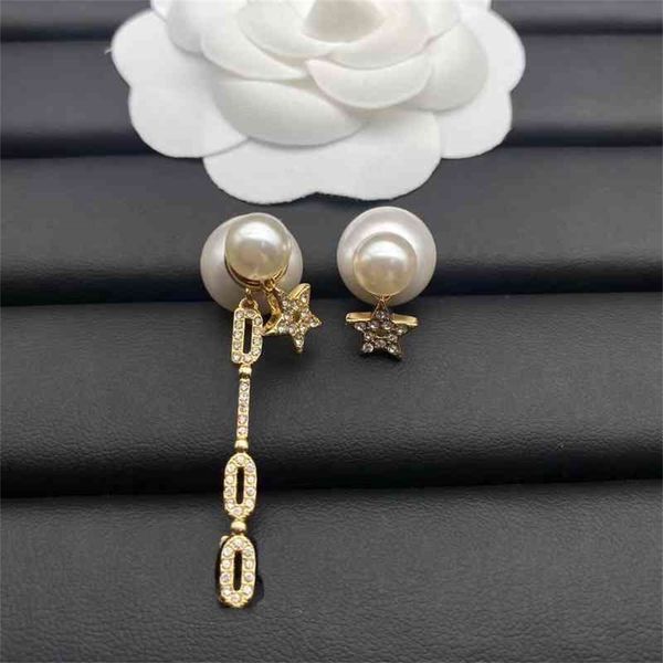 

87% off wholesale shop new asymmetric star diamond inlaid long tassel earrings female versatile pearl earrings, Golden