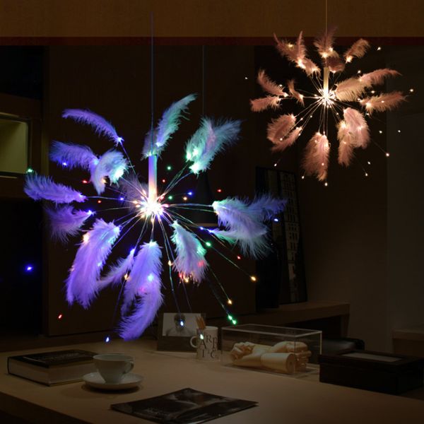 

the latest 100 led small lantern remote control usb and remote battery box, copper wire feather firework light