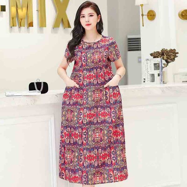 

2021 new new fashion floral summer dress vestidos vintage elegant short sleeve slim o neck party women a-line pockets 9cko, Black;gray