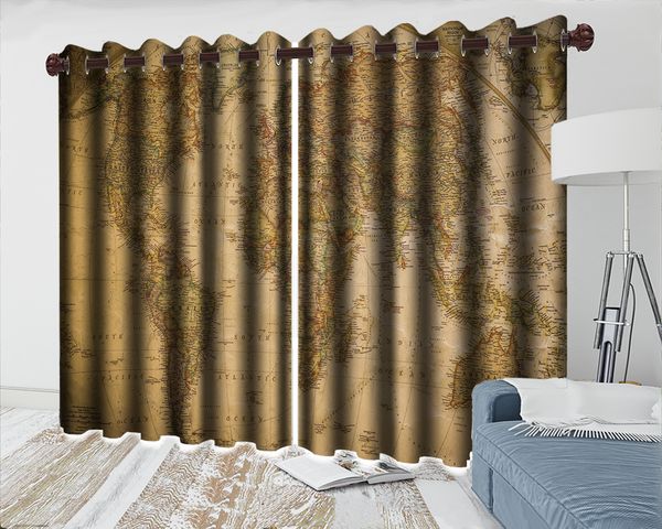 

luxury 3d curtains modern bedroom window 3d curtain retro time map 3d digital printing hd practical beautiful curtains
