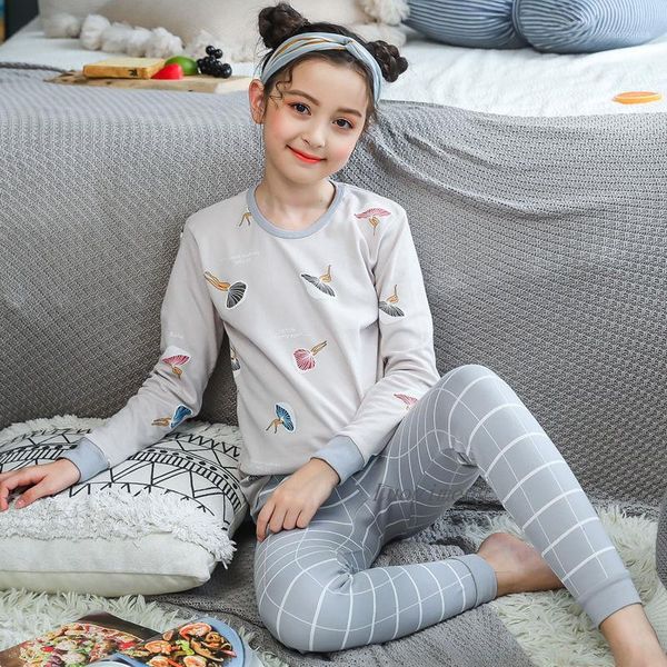 

autumn home clothes kids clothing set big girls pajamas sets teens cotton sleepwear full sleeve pyjamas boys girls night clothes1, Blue;red
