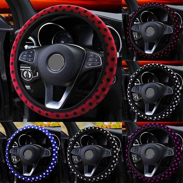 

1pcs womens steering wheel cover pearl dot pattern car handle cover universal soft steer covers