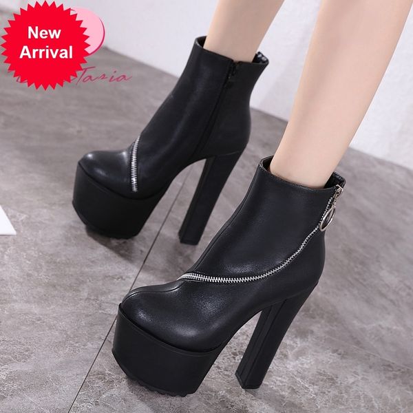 

2021 the new new high-platform ladies fashionable zip-high heels women's boots shoes woman jaya, Black