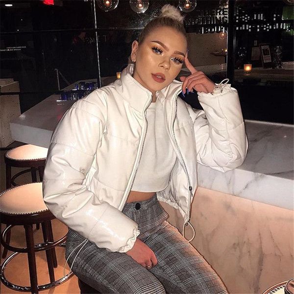 

women's down & parkas autumn winter jacket women fashion solid stand-up collar warm cotton plus size loose casual long-sleeve coat t34, Black