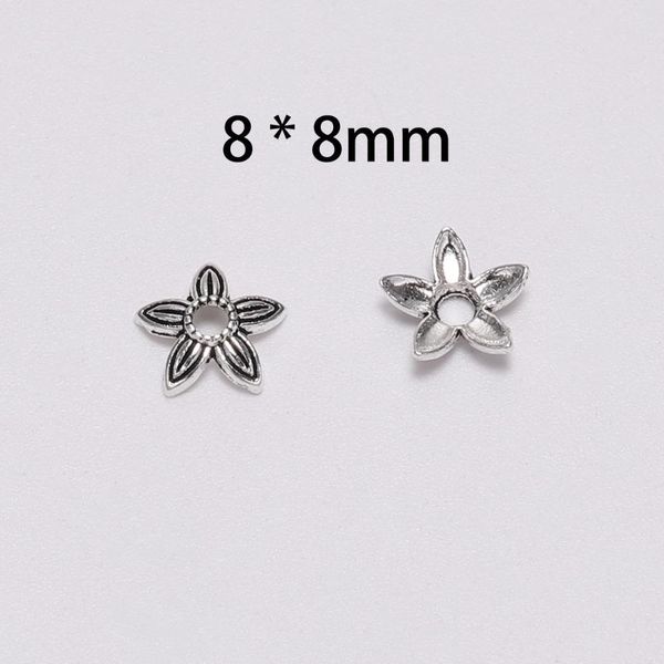 

100pcs lot 8mm five pointed star flower loose sparer apart end bead caps for diy jewelry making findings earrings h wmtqok, Silver
