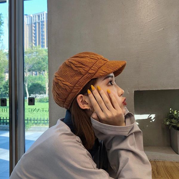 

new autumn winter plaid beret hats for women french berets fashion female houndstooth berets black plaid newsboy cap, Blue;gray