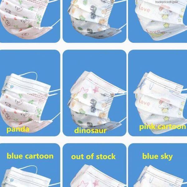 

layers mouth children muffle face kids 3 disposable child respirator non-woven anti cotton mask for kid school use in stock