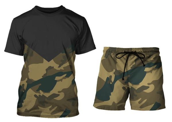 

tracksuit male 2020 men clothing sportswear set camouflage summer 3d print men shorts + t shirt men's suit sets plus size 6xl, Gray