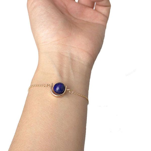 

simple style natural stone lucky beads bracelets vintage gold color charm bracelets for women, Golden;silver